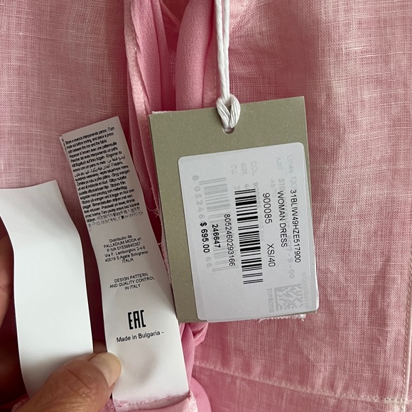 NWT $ 695 120% Lino Design Italy Light Pink Maxi Dress Size XS / 40 - Picture 12 of 12